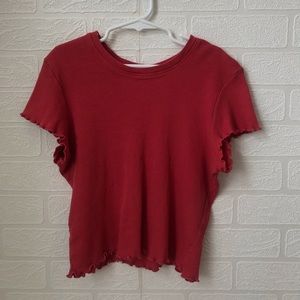 Brandy Melvile red ruffled top